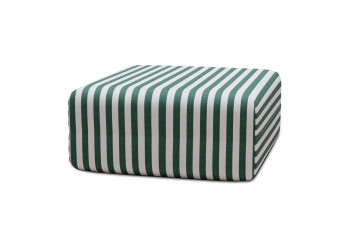 Pouf modulable, mousse écologique et assise ferme  - Tissu extérieur à rayures, blanc et vert foncé