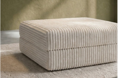Pouf convertible et modulable, mousse écologique et assise ferme  - Velours côtelé XL Blanc