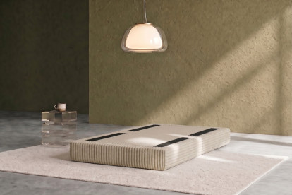 Pouf convertible et modulable, mousse écologique et assise ferme  - Velours côtelé XL Beige