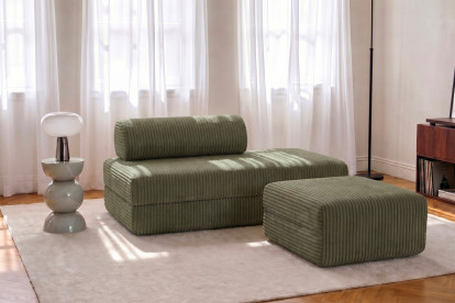 Pouf non convertible et modulable - Velours côtelé XL Vert