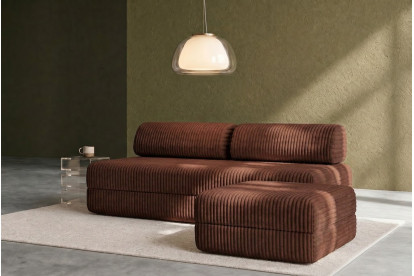 Pouf convertible et modulable, mousse écologique et assise ferme  - Velours côtelé XL Terracotta
