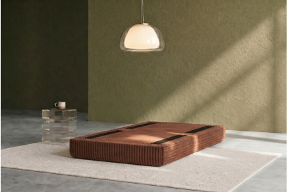 Pouf convertible et modulable, mousse écologique et assise ferme  - Velours côtelé XL Terracotta