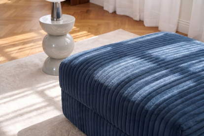 Pouf convertible et modulable, mousse écologique et assise ferme  - Velours côtelé XL Bleu