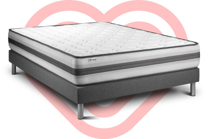 Ensemble Matelas Sommier 150x190 cm - Sommier Gris (en kit) - Vitalpower Recover