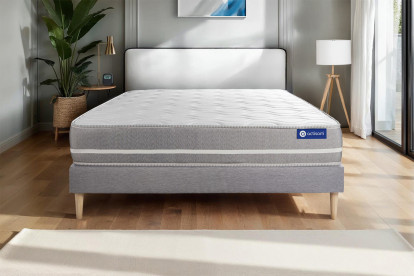 Ensemble Matelas Sommier 120x210 cm - Sommier Gris (en kit) - Actilatex Touch