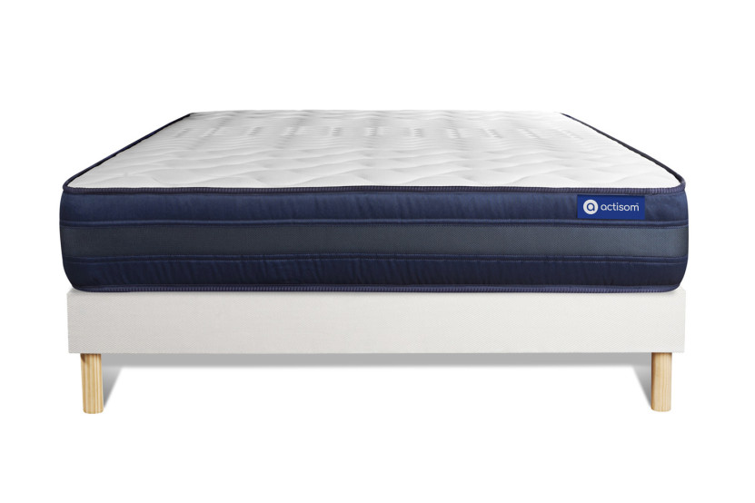 Ensemble Matelas Sommier 140x210 cm - Sommier Blanc (en kit) - Actimemo Tech