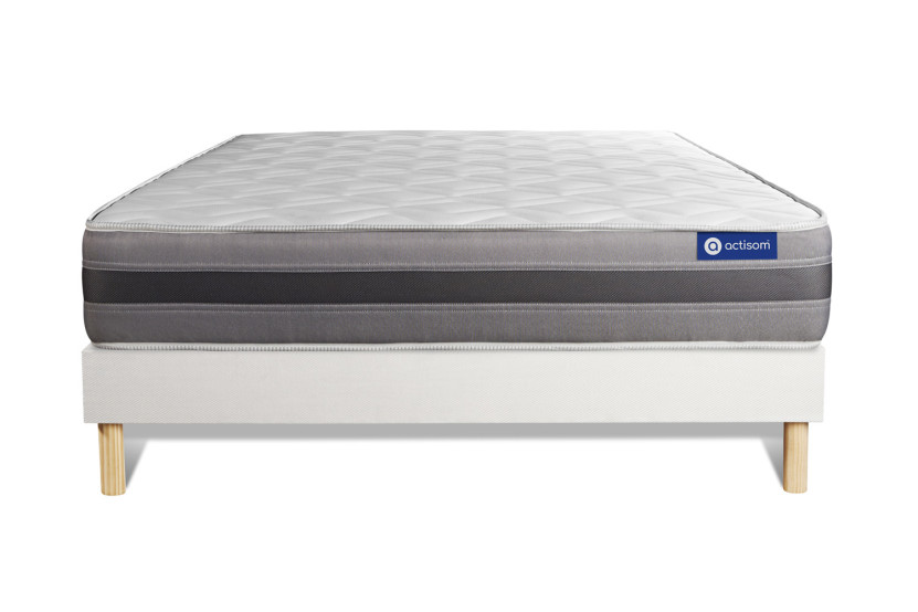 Ensemble Matelas Sommier 160x210 cm - Sommier Blanc (en kit) - Actilatex Relax