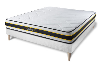 Ensemble Matelas Sommier 160x210 cm - Sommier Blanc (en kit) - Flexy