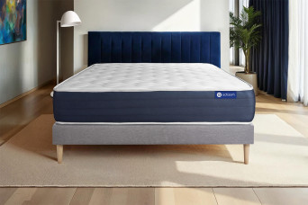 Ensemble Matelas Sommier 120x195 cm - Sommier Gris (en kit) - Actilatex Sleep