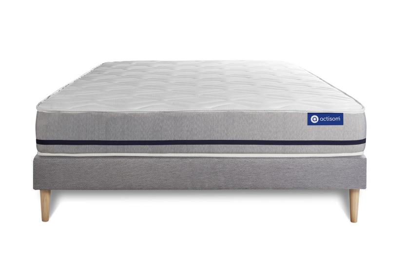 Ensemble Matelas Sommier 150x200 cm - Sommier Gris (en kit) - Actiflex Soft