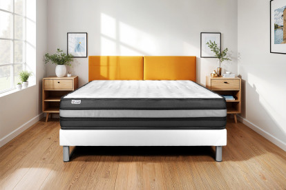 Ensemble Matelas Sommier 150x190 cm - Sommier Blanc (en kit) - Vital Power Zen