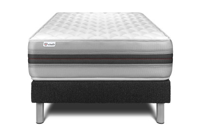 Ensemble Matelas Sommier 120x190 cm - Sommier Noir (en kit) - Vitalmemo Back