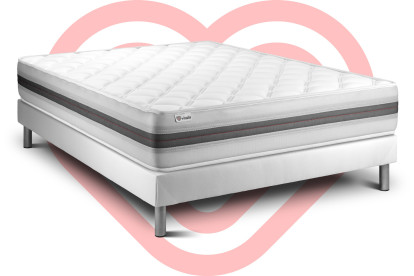 Ensemble Matelas Sommier 135x190 cm - Sommier Blanc (en kit) - Vitalmemo Back