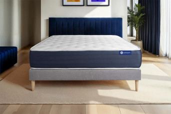Ensemble Matelas Sommier 150x195 cm - Sommier Gris (en kit) - Actimemo Sleep