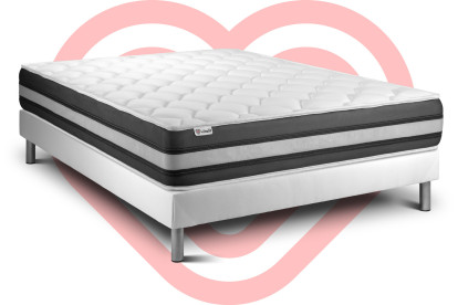 Ensemble Matelas Sommier 160x220 cm - Sommier Blanc (en kit) - Vitalspring Zen