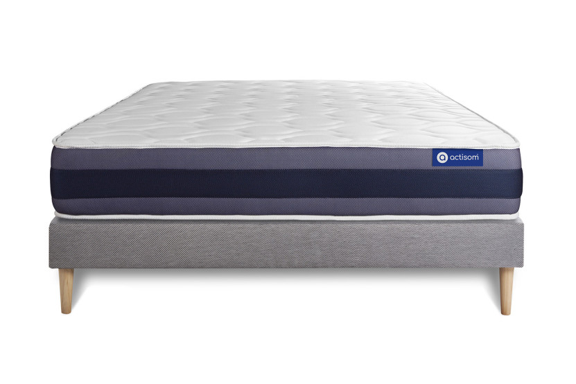 Ensemble Matelas Sommier 160x195 cm - Sommier Gris (en kit) - Actimemo Morpho
