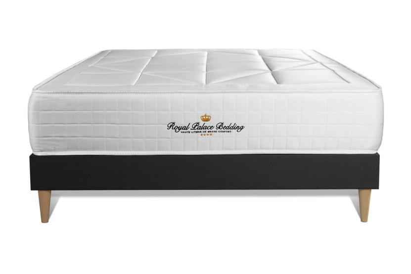 Ensemble Matelas Sommier 150x190 cm - Sommier Noir (en kit) - Windsor
