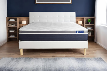 Ensemble Matelas Sommier 140x210 cm - Sommier Blanc (en kit) - Actimemo Confort