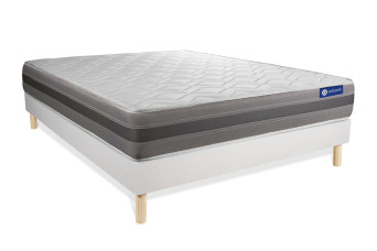Ensemble Matelas Sommier 160x195 cm - Sommier Blanc (en kit) - Actilatex Relax