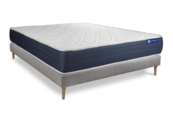 Ensemble Matelas Sommier 120x220 cm - Sommier Gris (en kit) - Actimemo Sleep