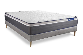 Ensemble Matelas Sommier 160x190 cm - Sommier Gris (en kit) - Actiflex Plus