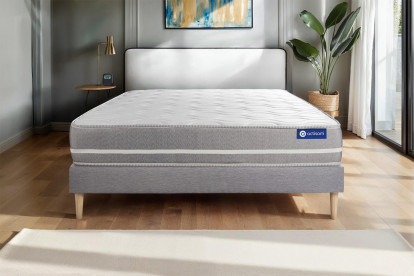 Ensemble Matelas Sommier 120x195 cm - Sommier Gris (en kit) - Actimemo Touch
