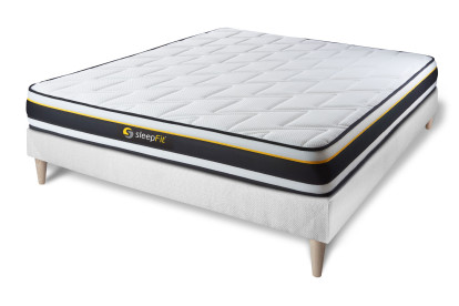 Ensemble Matelas Sommier 135x200 cm - Sommier Blanc (en kit) - Soft