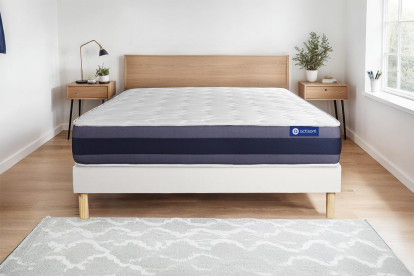Ensemble Matelas Sommier 120x195 cm - Sommier Blanc (en kit) - Actilatex Morpho