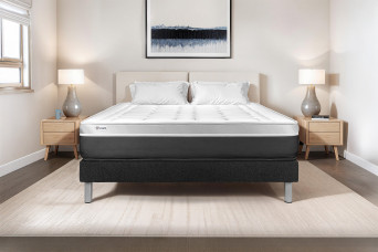 Ensemble Matelas Sommier 130x200 cm - Sommier Noir (en kit) - Vital Soft