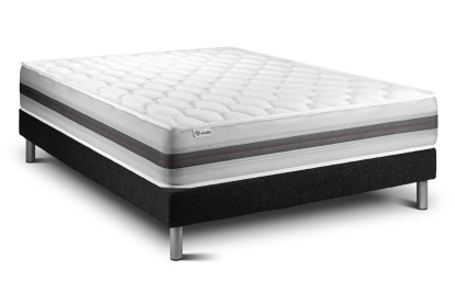 Ensemble Matelas Sommier 150x200 cm - Sommier Noir (en kit) - Vitalspring Recover