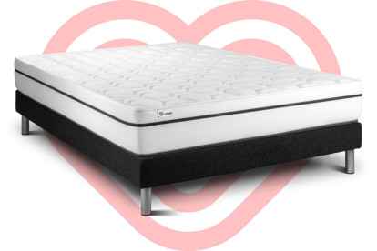 Ensemble Matelas Sommier 130x200 cm - Sommier Noir (en kit) - Vital Spa