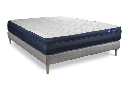 Ensemble Matelas Sommier 120x195 cm - Sommier Gris (en kit) - Actilatex Tech
