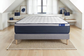 Ensemble Matelas Sommier 180x220 cm - Sommier Gris (en kit) - Actiflex Max