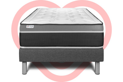 Ensemble Matelas Sommier 120x190 cm - Sommier Gris (en kit) - Vital Care