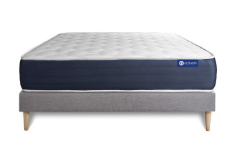 Ensemble Matelas Sommier 160x220 cm - Sommier Gris (en kit) - Actimemo Sleep