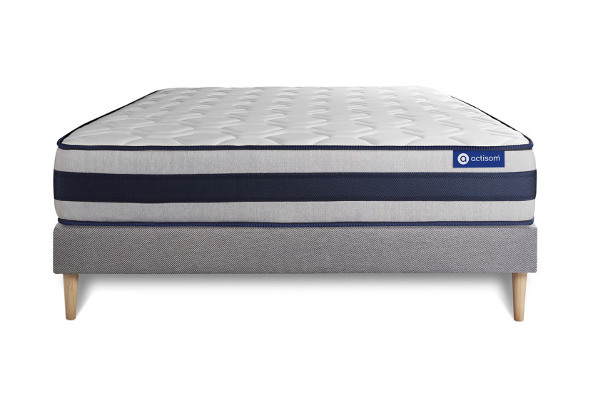 Ensemble Matelas Sommier 130x220 cm - Sommier Gris (en kit) - Actiflex Ergo