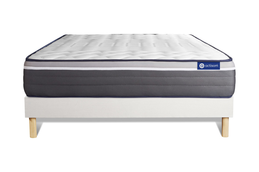 Ensemble Matelas Sommier 150x195 cm - Sommier Blanc (en kit) - Actiflex Plus