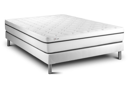 Ensemble Matelas Sommier 160x220 cm - Sommier Blanc (en kit) - Vital Spa