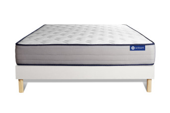 Ensemble Matelas Sommier 130x190 cm - Sommier Blanc (en kit) - Actimemo Form