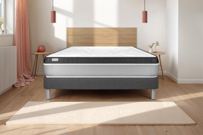 Ensemble Matelas Sommier 135x200 cm - Sommier Gris (en kit) - Vital Ergo