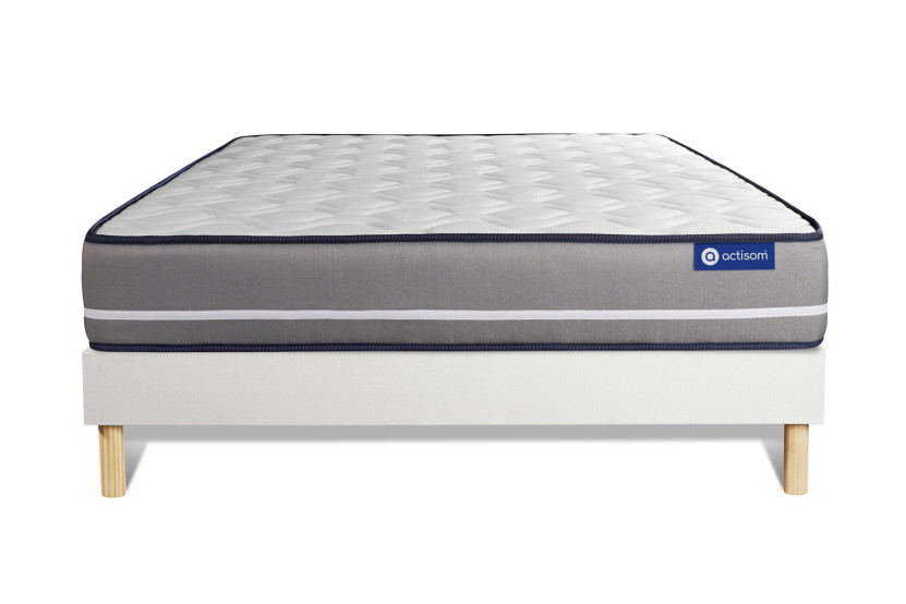 Ensemble Matelas Sommier 120x195 cm - Sommier Blanc (en kit) - Actiflex Pur