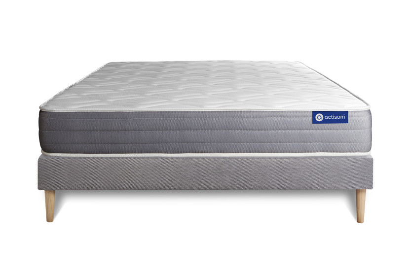 Ensemble Matelas Sommier 130x210 cm - Sommier Gris (en kit) - Actiflex Dream