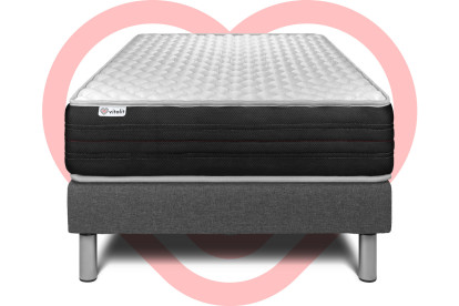 Ensemble Matelas Sommier 120x190 cm - Sommier Gris (en kit) - Vitalmemo One