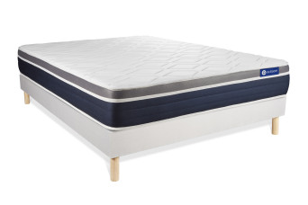 Ensemble Matelas Sommier 130x190 cm - Sommier Blanc (en kit) - Actimemo Confort