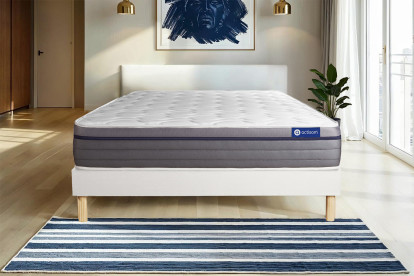 Ensemble Matelas Sommier 180x210 cm - Sommier Blanc (en kit) - Actiflex Zen