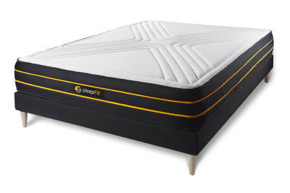 Ensemble Matelas Sommier 120x220 cm - Sommier Noir (en kit) - Ultra