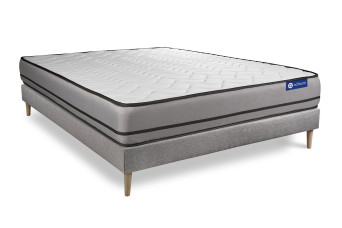 Ensemble Matelas Sommier 130x190 cm - Sommier Gris (en kit) - Actimemo Night