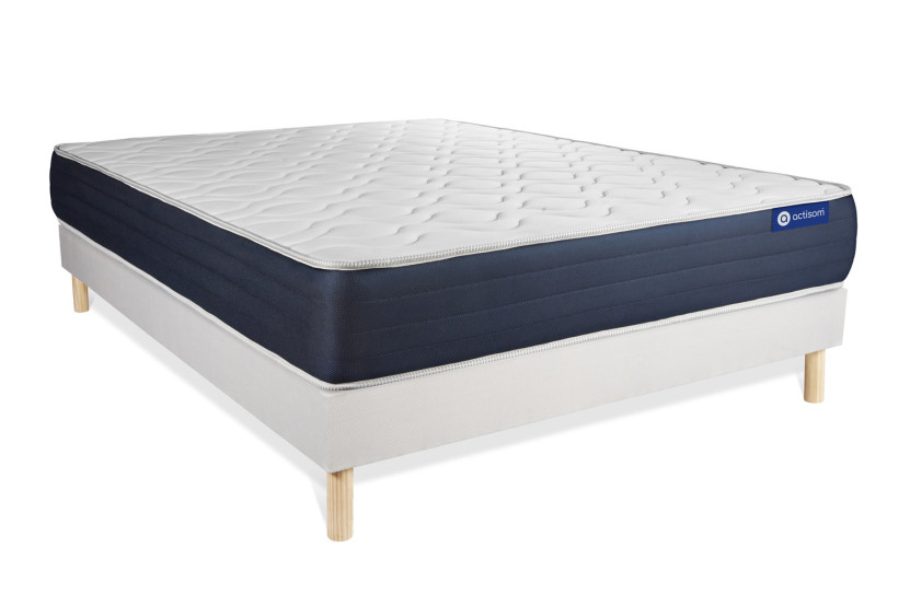 Ensemble Matelas Sommier 150x195 cm - Sommier Blanc (en kit) - Actiflex Sleep
