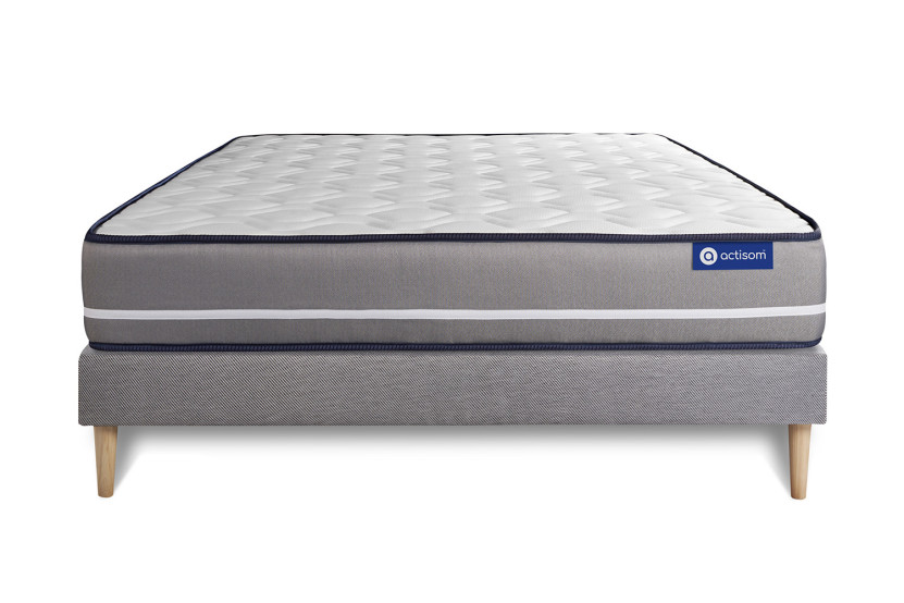 Ensemble Matelas Sommier 160x220 cm - Sommier Gris (en kit) - Actiflex Pur