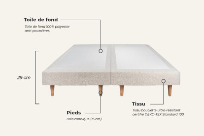 Ensemble Matelas Sommier 160x200 cm - 2 Sommiers Beige Clair (déjà monté) - Windsor